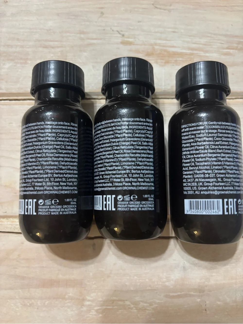 Grown Alchemist Gentle Gel Facial Cleanser - lot of 3 (234)